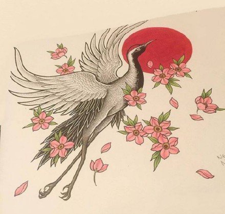 点击大图看下一张：仙鹤纹身 9款传统中国风格的仙鹤纹身图片