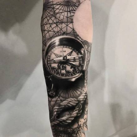 点击大图看下一张：小臂钟表纹身 18款欧美风格包臂钟表纹身图案