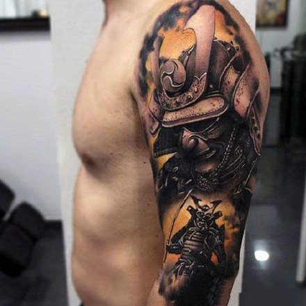 点击大图看下一张：纹身花臂作品 9款男性的帅气包臂花臂纹身图片