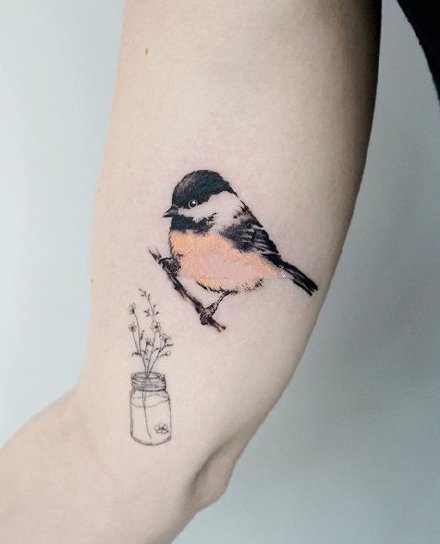 点击大图看下一张：鸟纹身 9张很可爱的小清新小小鸟纹身图案