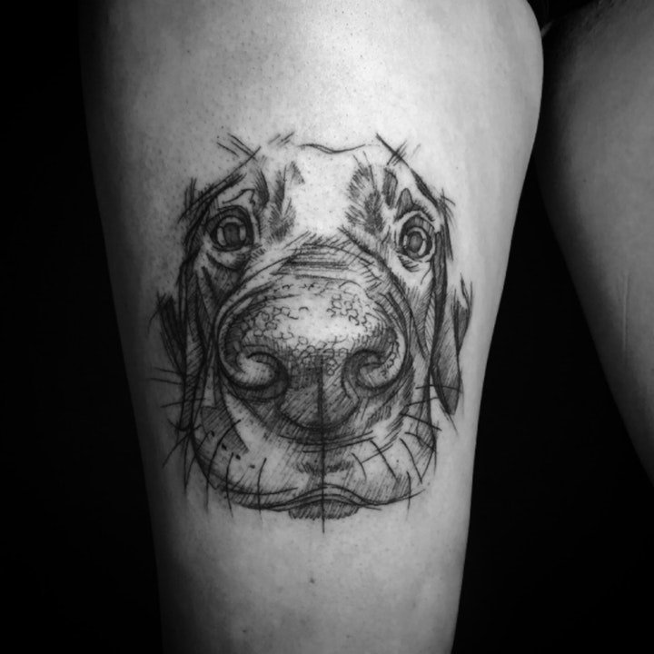点击大图看下一张：狗纹身图案 一组形态各异的狗纹身图案