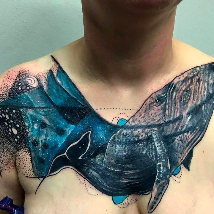 点击大图看下一张：纹身鲸鱼  9张犹如海洋孤岛的鲸鱼纹身图案