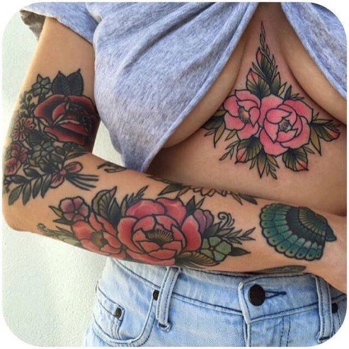 点击大图看下一张：玫瑰纹身图案 10张漂亮的纹身花朵的玫瑰纹身图案