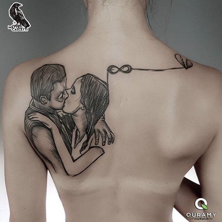 点击大图看下一张：爱情纹身图案 十分甜蜜的关于爱情的纹身图案