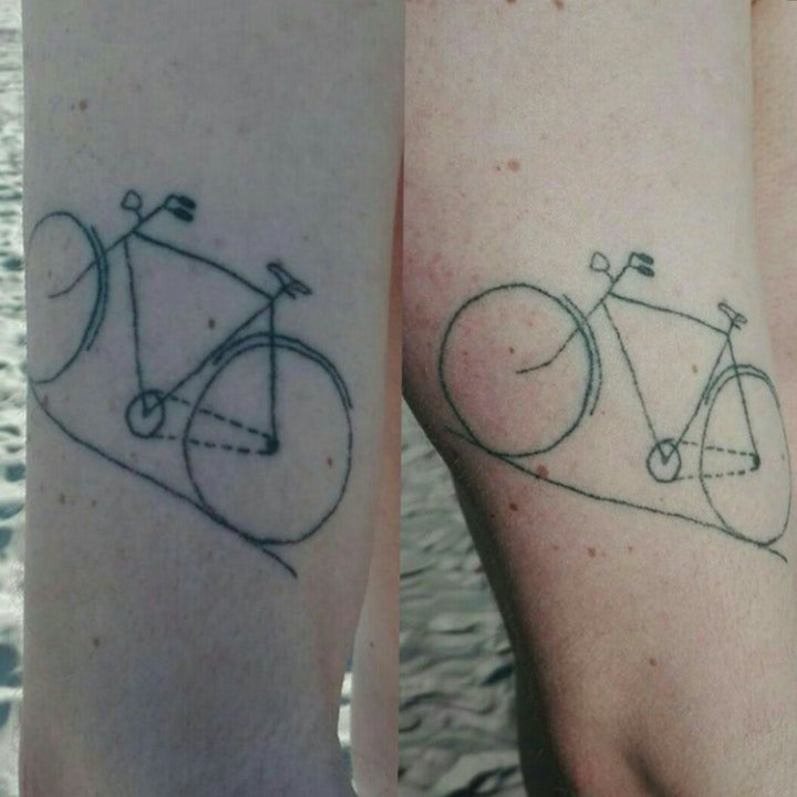 点击大图看下一张：自行车纹身图案 简单有创意的一组自行车纹身图案