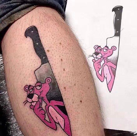 点击大图看下一张：粉红豹纹身  9张可爱的卡通粉红豹纹身图片