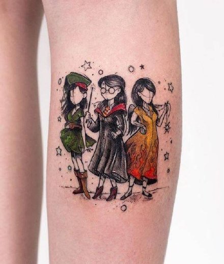 点击大图看下一张：卡通小女生纹身 18张成套的唯美插画小女生纹身图片