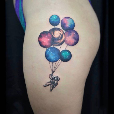 点击大图看下一张：星球纹身 9款很有创意的漂亮几颗星球组成的纹身图案