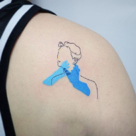 点击大图看下一张：一组忧郁蓝色的抽象小纹身图片