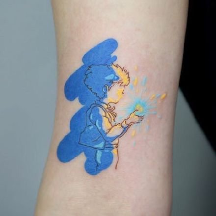点击大图看下一张：一组忧郁蓝色的抽象小纹身图片