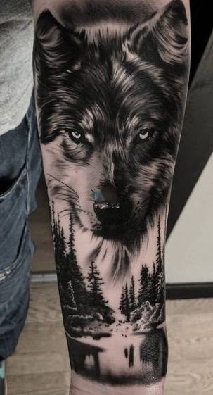 点击大图看下一张：狼纹身 9款好看的凶恶狼主题纹身图案