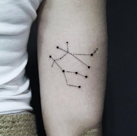 点击大图看下一张：线行星座的一组星座线条纹身作品图片