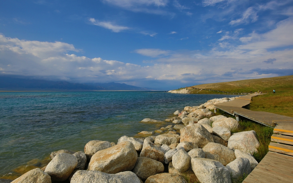 点击大图看下一张：新疆塞里木湖风景图片壁纸