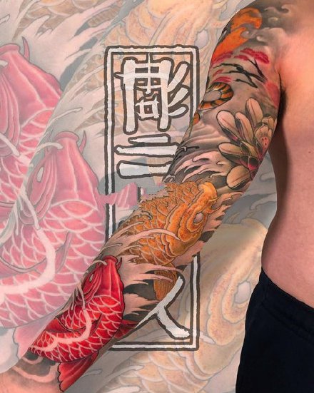 点击大图看下一张：传统花臂纹身：18款传统的花臂纹身作品图案