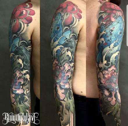 点击大图看下一张：传统花臂纹身：18款传统的花臂纹身作品图案