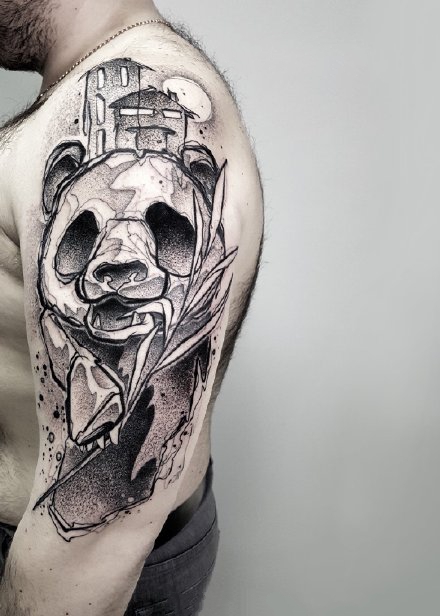 点击大图看下一张：一组迷幻暗黑风格-来自俄罗斯的纹身艺术家的作品