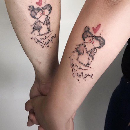 点击大图看下一张：适合情侣和姐妹的几款小清新纹身图案