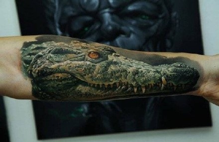 点击大图看下一张：一组6张凶猛的鳄鱼纹身图片