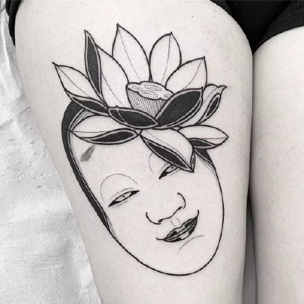 点击大图看下一张：18款日式风格的般若等鬼怪面具纹身图案