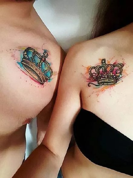 点击大图看下一张：情侣皇冠纹身 17款适合情侣的小清新皇冠纹身图案