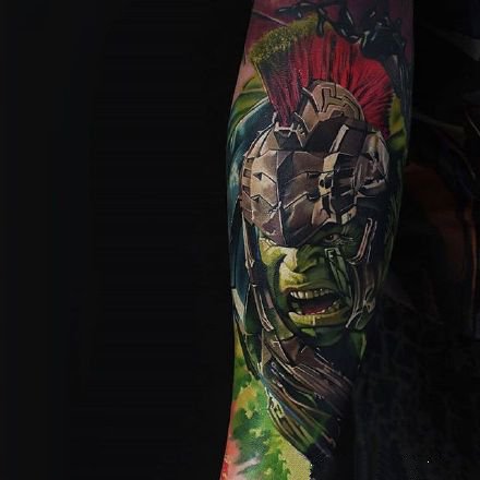 点击大图看下一张：漫威角色黑豹-蜘蛛侠-钢铁侠-雷神-绿巨人等英雄纹身作品