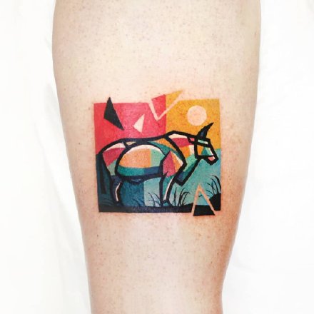 点击大图看下一张：波普艺术风格的9款彩色纹身图片