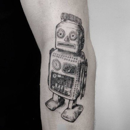 点击大图看下一张：可爱的一组小机器人纹身图欣赏