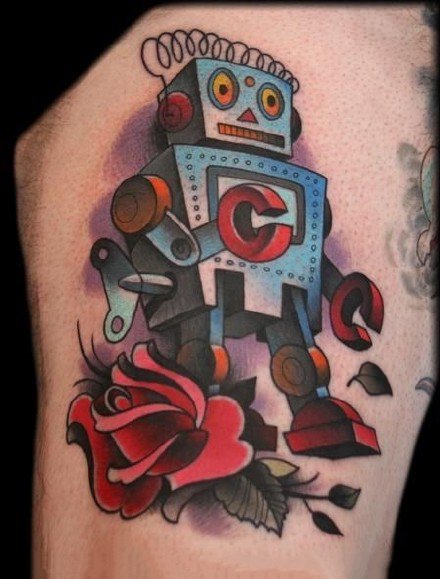 点击大图看下一张：可爱的一组小机器人纹身图欣赏