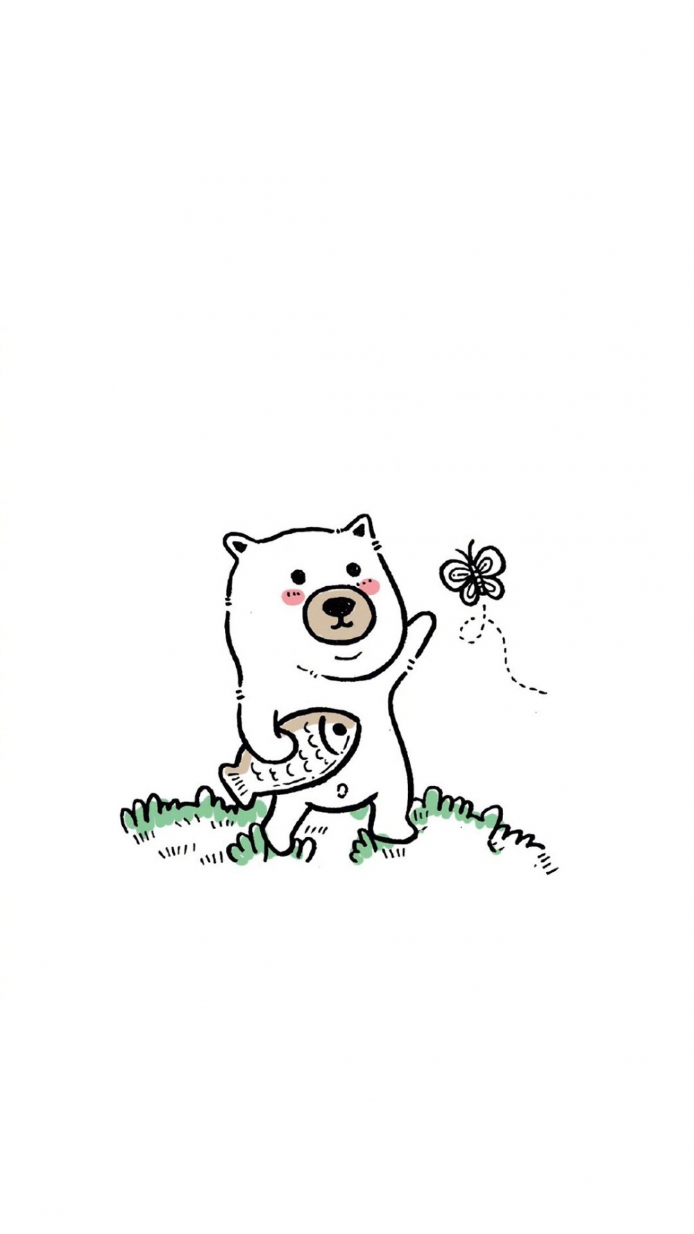 点击大图看下一张：创意小熊手绘卡通图片手机壁纸