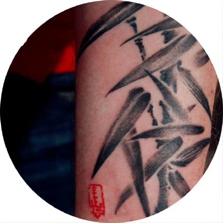 点击大图看下一张：中国风水墨的9款竹子竹叶纹身图片