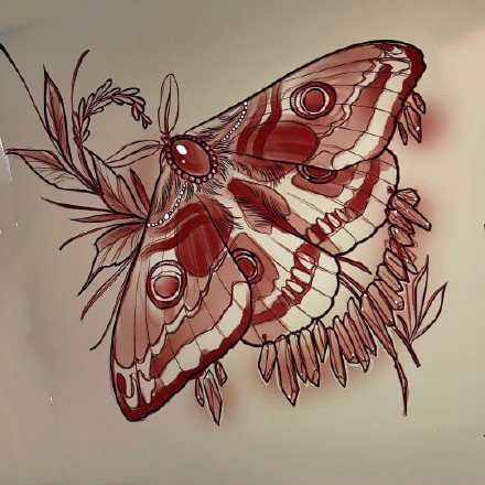 点击大图看下一张：飞蛾纹身 9款彩色school风格的飞蛾子纹身图片