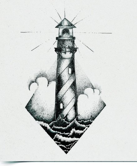 点击大图看下一张：纹身灯塔图片 漂亮的9款灯塔主题纹身图片