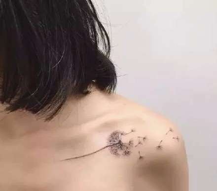 点击大图看下一张：女生肩花纹身 12款好看的小清新女生肩部花朵纹身图案