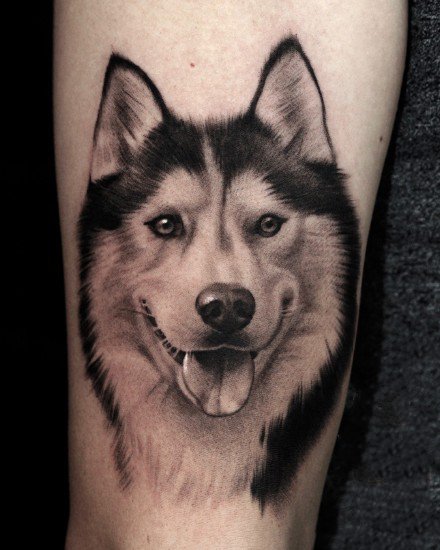 点击大图看下一张：9款小狗纹身图案-北京纯刺青PureTattoo纹身作品
