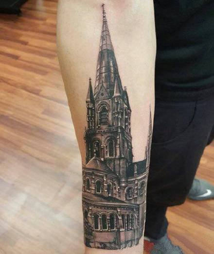 点击大图看下一张：教堂纹身 16款教堂城堡等建筑纹身图案