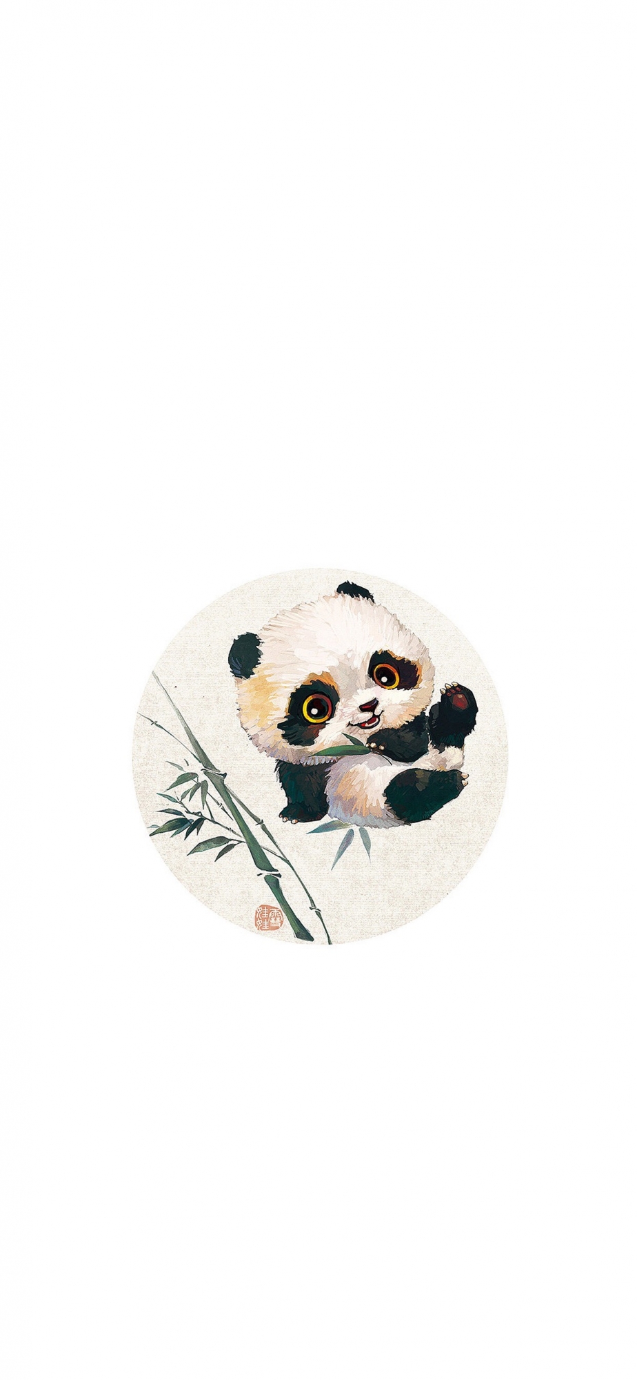 点击大图看下一张：可爱国宝小熊猫手绘高清手机壁纸