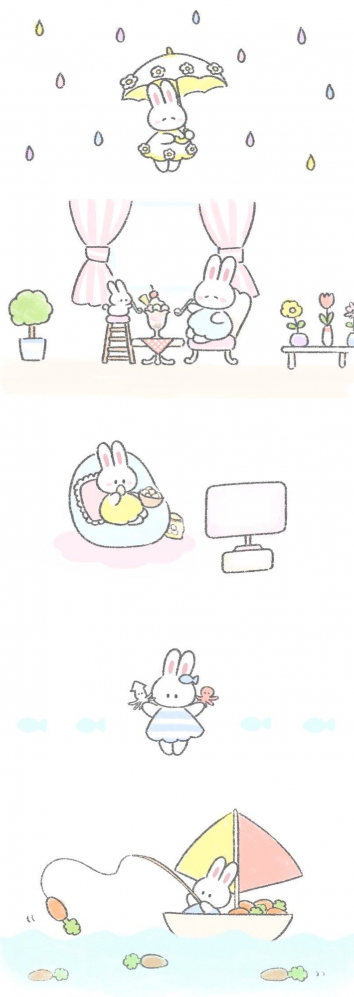 点击大图看下一张：兔子手绘可爱的卡通手机壁纸