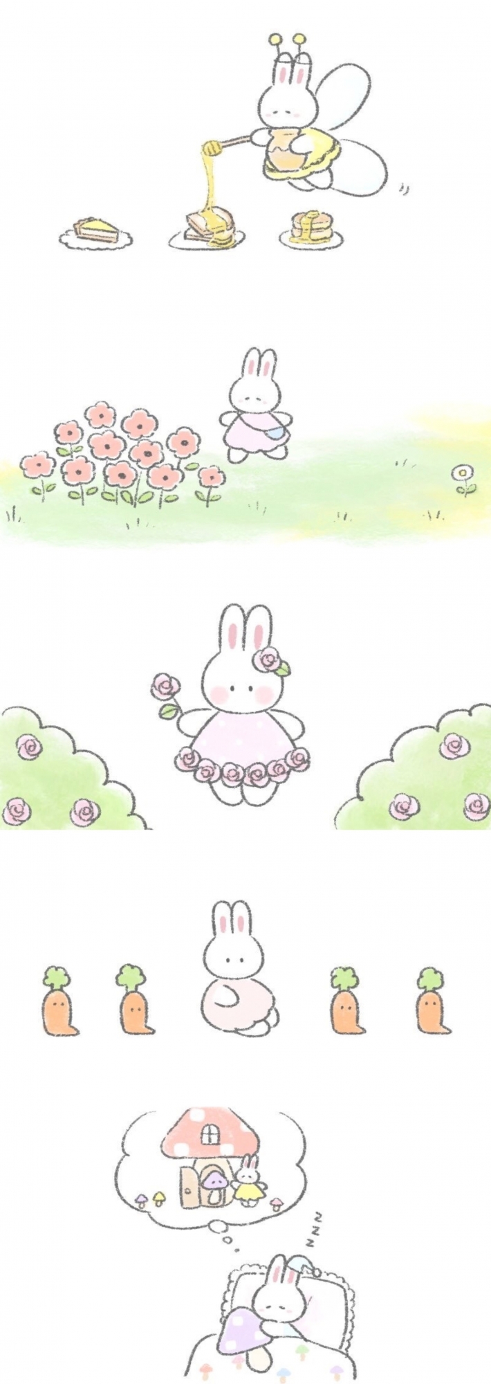 点击大图看下一张：兔子手绘可爱的卡通手机壁纸