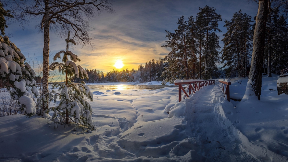 点击大图看下一张：唯美梦幻的冬日风景桌面壁纸