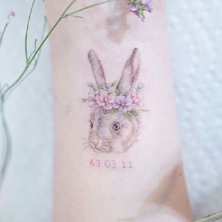 点击大图看下一张：一组可爱的小兔子纹身图案欣赏