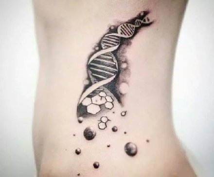 点击大图看下一张：基因链纹身 26款好看的基因链符号主题的纹身图案