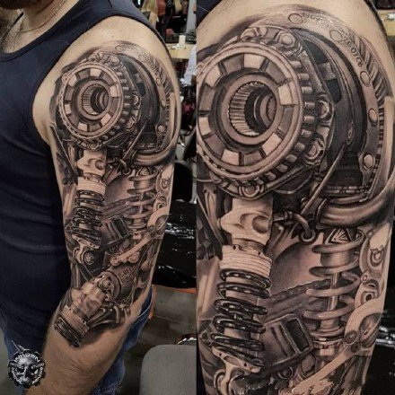 点击大图看下一张：3d机械臂纹身 9组狂拽酷炫的立体3d机械臂纹身图案