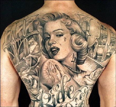 点击大图看下一张：玛丽莲·梦露主题的9款纹身图案作品欣赏
