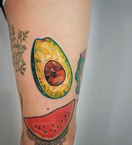 点击大图看下一张：炫彩的一组水果食物和蔬菜纹身图片