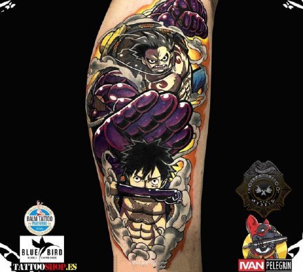 点击大图看下一张：海贼王纹身 9款路飞 索隆 萨波 艾尼路的纹身图案作品