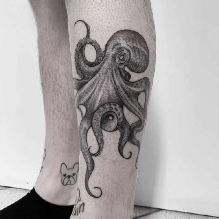 点击大图看下一张：章鱼纹身素材：9款黑色的章鱼纹身图案作品