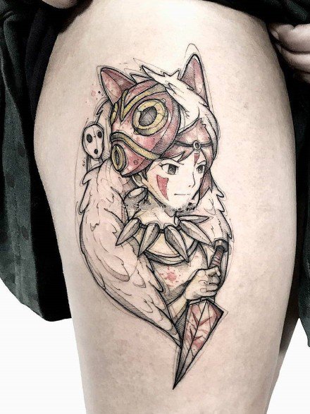 点击大图看下一张：日本宫崎骏动画幽灵公主的9款纹身图案