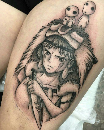 点击大图看下一张：日本宫崎骏动画幽灵公主的9款纹身图案