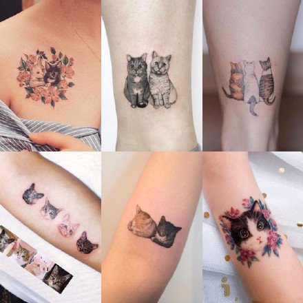 点击大图看下一张：宠物纹身 小清新的9组可爱宠物猫狗纹身图片