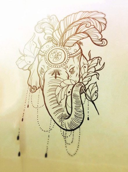 点击大图看下一张：象纹身 9款大象主题的黑灰纹身图片赏析